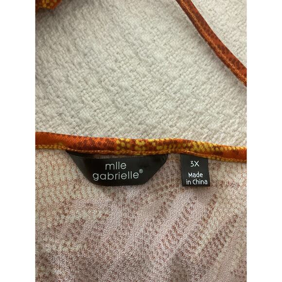 Mlle Gabrielle 3X Tropical Print Dress Orange Yellow Ruffled Sleeveless Plus - Picture 7 of 10